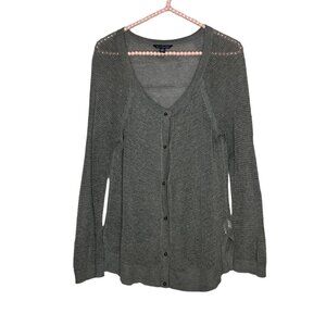 Vintage 00s Y2K American Eagle L Gray Open Knit Cardigan Sweater Bella Swan‎